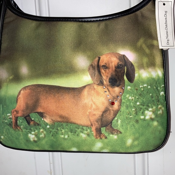 DACHSHUND Shoulder Bag Hand Bag Rhinestone Bling NEW 10 x 8 inches - Picture 2 of 14